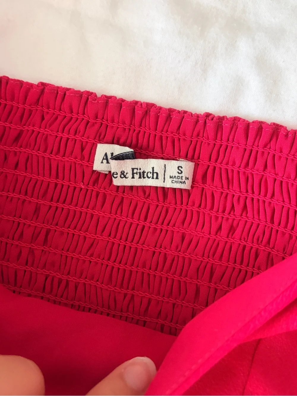 Abercrombie & Fitch Fuchsia Puff Sleeve Sweetheart Top